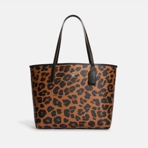 COACH City Tote With Leopard Print